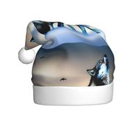 YYHWHJDE Cappello di Natale con stampa di lupi ruggenti in th per adulti, un regalo divertente e durevole per uomini e donne