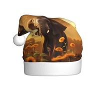 YYHWHJDE Cappello di Natale con stampe di elefante e girasole per adulti per uomini e donne abbigliamento fascia per occasioni festive