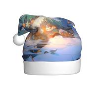 YYHWHJDE Cappello di Natale innevato con stampe di albero di Natale per adulti accessorio festivo di qualità realizzato morbido, leggero