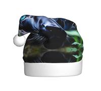 YYHWHJDE Cappello di Natale per adulti con stampa pantera con occhi azzurri, un regalo divertente e durevole per uomini e donne