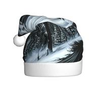 YYHWHJDE Cappello natalizio con immagine di lupo nero strano per adulti, morbido, leggero e soffice, design per uomini e donne