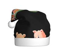YYHWHJDE Cappello natalizio con orso e maiale andare su un picnic modello per adulti accessorio festivo di qualità realizzato morbido, leggero
