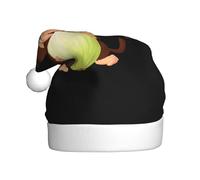 YYHWHJDE Cappello natalizio per adulti con stampa di scimmietta che mangia cipolla che lo rende un regalo divertente e durevole per uomini e donne
