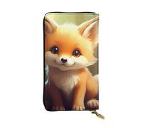 YYHWHJDE Carino Baby Fox stampa qualità pelle lunga pochette portafoglio progettato per ragazze e donne alla moda elegante 19 x 10,5 cm, Nero , Taglia unica