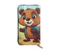 YYHWHJDE Carino Beaver Picture Portafoglio lungo pochette in pelle Progettato per ragazze e donne alla moda elegante e personalizzato 19 x 10,5 cm, nero, taglia unica, Nero , Taglia unica