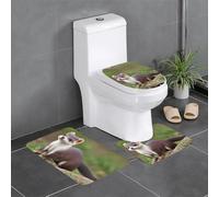 YYHWHJDE carino donnola modello antiscivolo tappetino tre pezzi set bagno tappeto antiscivolo durevole