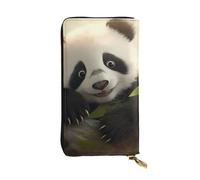 YYHWHJDE Carino piccolo panda stampato in pelle di qualità lunga pochette portafoglio progettato per ragazze e donne alla moda elegante 19 x 10,5 cm, Nero , Taglia unica