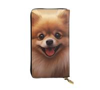 YYHWHJDE Carino Pomeranian Picture Quality Leather Long Clutch Portafoglio Progettato per Ragazze e Donne Alla Moda Elegante 19 x 10.5 cm, Nero , Taglia unica