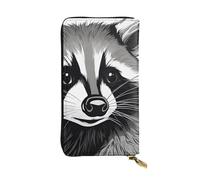 YYHWHJDE Carino Raccoon stampato di qualità in pelle lunga pochette portafoglio progettato per ragazze e donne alla moda elegante 19 x 10,5 cm, Nero , Taglia unica