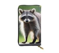 YYHWHJDE Carino Raccoon stampato di qualità in pelle lunga pochette portafoglio progettato per ragazze e donne alla moda elegante 19 x 10,5 cm, Nero , Taglia unica
