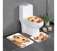 YYHWHJDE carino scimmia immagine antiscivolo tappetino tre pezzi set bagno tappeto antiscivolo durevole
