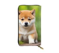 YYHWHJDE Carino Shiba Inu Dog Printing Portafoglio lungo pochette in pelle progettato per ragazze e donne alla moda elegante e personalizzato 19 x 10,5 cm, nero, taglia unica, Nero , Taglia unica