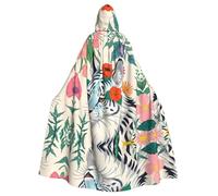 YYHWHJDE Carino Tigre Bianca Stampe Halloween Adulto Con Cappuccio Mantello Da Uomo E Donna Abbigliamento Mantello Gioco Di Ruolo