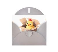 YYHWHJDE Cartolina d'auguri grigia Carino piccolo pollo in una scatola di cartone1 modello per festivo invito festa di compleanno
