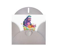 YYHWHJDE Cartolina d'auguri grigia con mostro in un carrello, per Natale, compleanno, San Valentino e invito a una festa