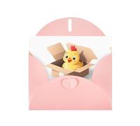YYHWHJDE Cartolina d'auguri rosa Carino pollo in una scatola di cartone1 modello per festivo invito festa di compleanno
