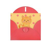 YYHWHJDE Cartolina d'auguri rossa con simpatico motivo a gattini per inviti festivi per feste di compleanno