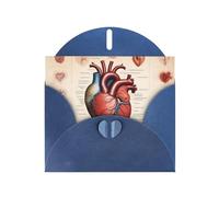 YYHWHJDE Cartolina di auguri blu con motivo anatomia umana a forma di cuore, stampe, per Natale, compleanno dei bambini, San Valentino e invito per feste