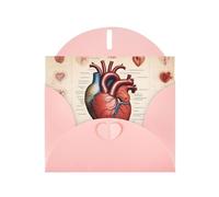 YYHWHJDE Cartolina di auguri rosa con motivo anatomia umana a forma di cuore, stampe, per Natale, compleanno dei bambini, San Valentino e invito per feste
