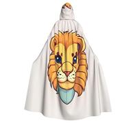 YYHWHJDE Cartone animato Carino Piccolo Leone Stampe Halloween Adulto Con Cappuccio Mantello Da Uomo E Donna Abbigliamento Mantello Gioco di Ruolo