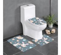 YYHWHJDE Cartoon carino coniglietto immagine antiscivolo tappetino tre pezzi set bagno tappeto antiscivolo durevole