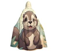 YYHWHJDE Cartoon carino lontra stampe Halloween adulto mantello con cappuccio per feste e costumi