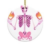 YYHWHJDE Ciondolo rotondo da appendere all'albero di Natale con lo scheletro che controlla il desiderio, 7,4 cm, squisito e durevole