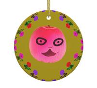 YYHWHJDE Ciondolo rotondo in ceramica con stampa a forma di albero di Natale con faccina divertente, 7,4 cm, decorazioni natalizie