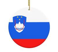 YYHWHJDE Ciondolo rotondo in ceramica con stampa della bandiera della Slovenia, 7,4 cm, per aggiungere un'atmosfera festosa alle feste