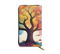 YYHWHJDE Colorful Life Trees Picture Portafoglio lungo in pelle progettato per ragazze e donne alla moda elegante e personalizzato 19 x 10,5 cm, nero, taglia unica, Nero , Taglia unica