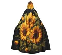 YYHWHJDE con il girasole giallo Immagine Adulto Halloween giacca con cappuccio mantello lungo partito mantello adatto per uomini e donne