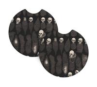 YYHWHJDE Confezione da 2 sottobicchieri artistici con immagine astratta a forma di teschio, resistenti e impermeabili, per protezione e decorazione degli interni dell'auto