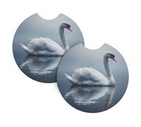 YYHWHJDE Confezione da 2 sottobicchieri con immagine di cigno sull'acqua, resistenti e impermeabili, per protezione interna e decorazione dell'auto