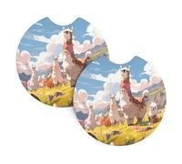 YYHWHJDE Confezione da 2 sottobicchieri per auto con stampa alpaca sulla collina, resistenti e impermeabili, per protezione e decorazione degli interni dell'auto