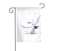YYHWHJDE Coniglio alato guardando libro di testo Immagine Giardino pennone esterno cortile decorazione fronte retro 30,5 x 45,7 cm