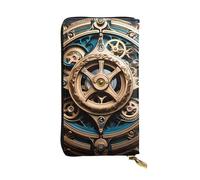 YYHWHJDE Cool Steampunk Gears Picture Leather lunga pochette portafoglio Progettato per ragazze e donne alla moda elegante e personalizzato 19 x 10,5 cm, nero, taglia unica, Nero , Taglia unica