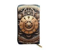 YYHWHJDE Cool Steampunk Gears Picture Quality Leather Long Clutch Portafoglio Progettato per Ragazze e Donne Alla Moda Elegante 19 x 10,5 cm, Nero , Taglia unica