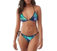 YYHWHJDE Costume da bagno da donna a 2 pezzi con immagine di orso polare aurora boreale triangolo costumi da bagno, nero, L
