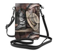YYHWHJDE Cowboy Black Hat Western Boots Borsa a tracolla in vera pelle per telefono