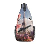 YYHWHJDE Cross Chest Bag Diagonally - Borsa a tracolla di qualità, resistente e spaziosa, per uomini e donne, stampa floreale Parigi Torre Eiffel, nero, taglia unica, Nero , Taglia unica