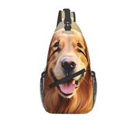 YYHWHJDE Cross Chest Bag Diagonally - Borsa a tracolla di qualità, resistente e spaziosa, per uomini e donne, con bella stampa di cani Golden Retriever, nero, taglia unica, Nero , Taglia unica