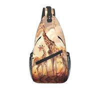 YYHWHJDE Cross Chest Bag Diagonally - Borsa a tracolla di qualità, resistente e spaziosa, per uomini e donne, motivo giraffa, madre e bambino, nero, taglia unica, Nero , Taglia unica