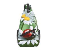 YYHWHJDE Cross Chest Bag Diagonally - Borsa a tracolla di qualità, resistente e spaziosa, per uomini e donne, coccinella su immagine di margherita, nera, taglia unica, Nero , Taglia unica