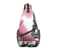 YYHWHJDE Cross Chest Bag Diagonally - Borsa a tracolla di qualità, resistente e spaziosa, per uomini e donne, Torre Eiffel di Parigi Street, con immagine floreale rosa, nera, taglia unica, Nero ,