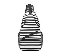 YYHWHJDE Cross Chest Bag Diagonally - Borsa a tracolla di qualità, resistente e spaziosa, per uomini e donne, stampa a righe bianche e nere, nera, taglia unica, Nero , Taglia unica