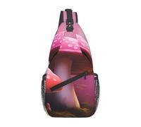 YYHWHJDE Cross Chest Bag Diagonally - Borsa a tracolla di qualità, resistente e spaziosa, per uomini e donne, motivo fungo rosa, nero, taglia unica, Nero , Taglia unica