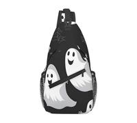YYHWHJDE Cross Chest Bag Diagonally - Borsa a tracolla di qualità, resistente e spaziosa, per uomini e donne, stampa fantasma nera e Halloween, nera, taglia unica, Nero , Taglia unica