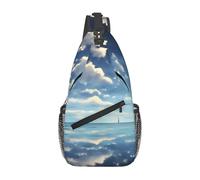 YYHWHJDE Cross Chest Bag Diagonally - Borsa a tracolla di qualità, resistente e spaziosa, per uomini e donne, motivo nuvole bianche sul mare, nero, taglia unica, Nero , Taglia unica