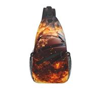 YYHWHJDE Cross Chest Bag Diagonally - Borsa a tracolla di qualità, resistente e spaziosa, per uomini e donne, motivo basket su fuoco e fiamme d'acqua, nero, taglia unica, Nero , Taglia unica
