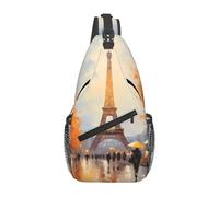 YYHWHJDE Cross Chest Bag Diagonally - Borsa a tracolla di qualità, resistente e spaziosa, per uomini e donne, con stampa di pittura di Parigi Torre Eiffel, nera, taglia unica, Nero , Taglia unica